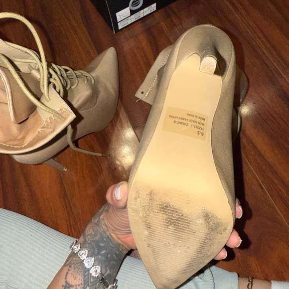 Fashion Nova Tan Heeled Lace-Up Boots - Picture 10 of 10